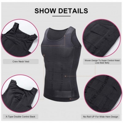 Undershirts Mens Slimming Body Shaper Vest Shirt Abs Abdomen Slim - Grey - CY18SY6L857