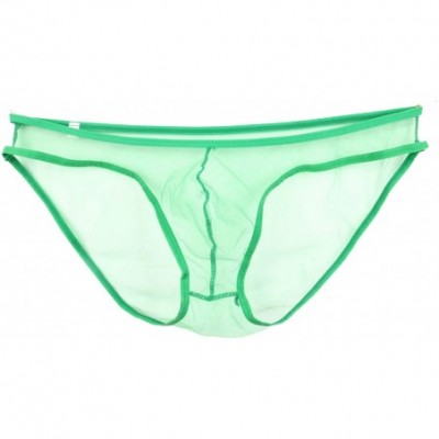 Briefs Mesh Breathable Men Briefs Thin Sexy Underwear Super Lightweight Gauze Perspective Panties Wear - Green - CC19E74R7C3