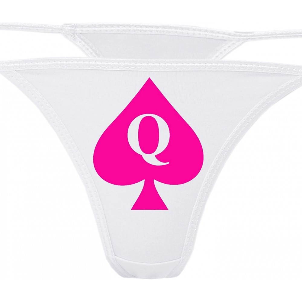 Panties Queen of Spades White Thong Underwear - QofS Panties for BBC Lovers - Q of S Hot Wife - Hot Pink - CQ187KLWY3Y