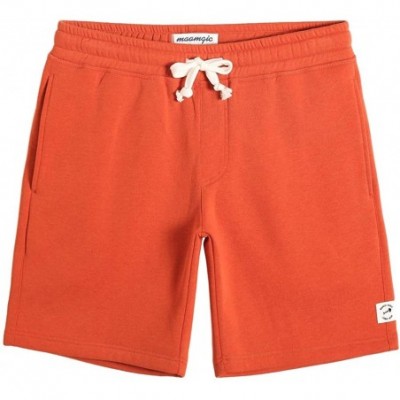 Sleep Bottoms Men's Fleece Pajama Flat Front Shorts 9" Casual Shorts Athletic Jogger Pocket Sportswear Short - Coral Orange -...