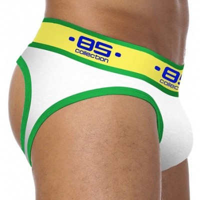 G-Strings & Thongs Men's Cotton Jockstrap- 4-Pack Low Rise Bulge Thong Stretch Underwear Briefs - White - C319DG352WQ