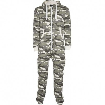 Sleep Sets Mens Hoodie Jumpsuit Onesie One Piece Pajamas - Light Green Camo - CL198D6SGHN