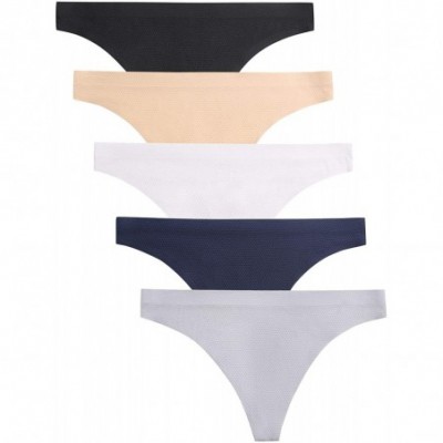 Panties Seamless Thongs for Women No Show Thong Underwear Women 5-10 Pack - C-5 Pack Basics - C5192WTIAAW