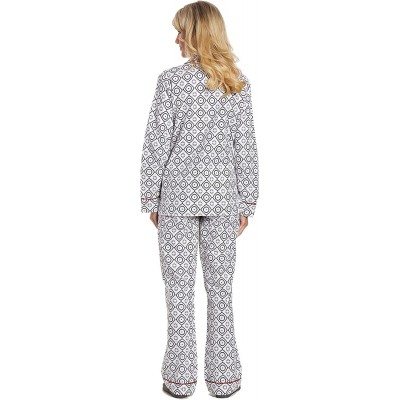 Sets Women Pajamas Set - 100% Cotton Flannel Pajamas Women Warm PJs Set - Moroccan White-black - CX184EKXLSK