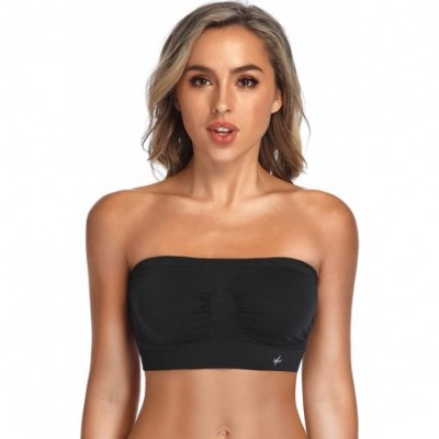 Bras Strapless Comfort Wireless Bra with Slip Silicone Bandeau Bralette Tube Top 1/2/3 Packs - Black - CX1945TXGGE