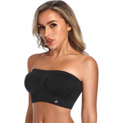 Bras Strapless Comfort Wireless Bra with Slip Silicone Bandeau Bralette Tube Top 1/2/3 Packs - Black - CX1945TXGGE