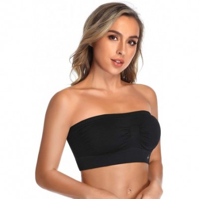 Bras Strapless Comfort Wireless Bra with Slip Silicone Bandeau Bralette Tube Top 1/2/3 Packs - Black - CX1945TXGGE