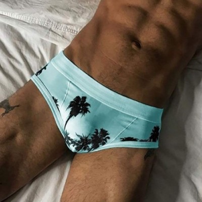 Bikinis Summer Men's Sexy Printed Underwear Men's Beach Swimming Underwear - Light Blue - CF18SXIZGZW