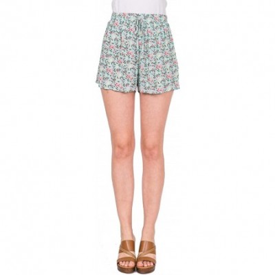 Bottoms Dainty Floral Shorts Sleep Shorts Pajama Shorts with Draw Strings Made in USA - Sea Foam - CB198CHWD84