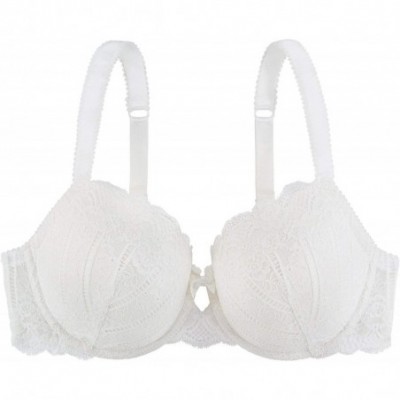 Bras Curves Celine Women's Full Cup Light Padded Underwire T-Shirt Lace Demi Bra D17455A - Ivory - C917XHQE4SW