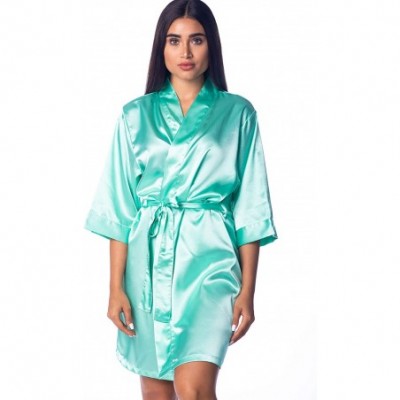 Robes Women's Silk Satin Robe Bride Bridesmaid Sexy Robes for Women - Mint - CT18LZ2HWQO