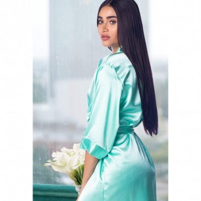 Robes Women's Silk Satin Robe Bride Bridesmaid Sexy Robes for Women - Mint - CT18LZ2HWQO