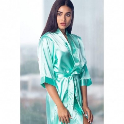 Robes Women's Silk Satin Robe Bride Bridesmaid Sexy Robes for Women - Mint - CT18LZ2HWQO