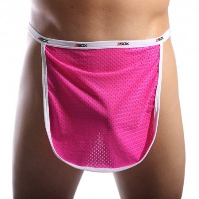 G-Strings & Thongs Mens Sexy Mesh Lingerie Breathable Apron G-String Thongs - Pink - CV1858QK5SH