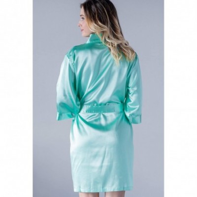 Robes Women's Silk Satin Robe Bride Bridesmaid Sexy Robes for Women - Mint - CT18LZ2HWQO