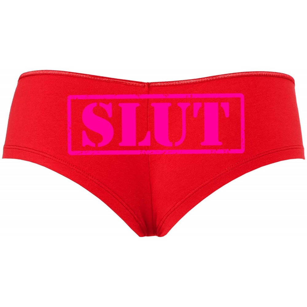 Panties Slut Owned Stamp BDSM Slutty Boyshort Panties Underwear DDLG - Hot Pink - CL18SQDQTLS