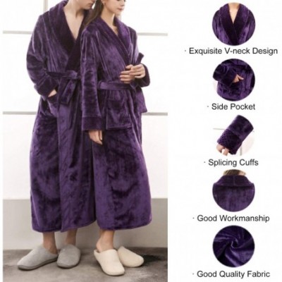 Robes Flannel V-Neck Couple's Long Bathrobe - Purple(womens) - CY1930SH05C