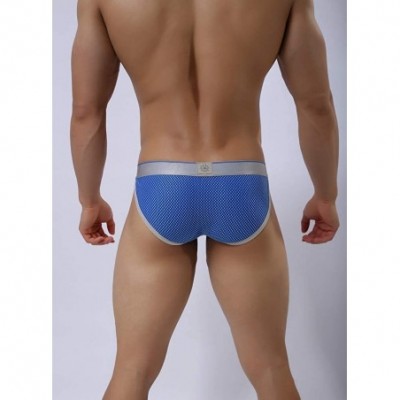 Bikinis Men's Mesh Briefs Sexy Panties U Convex Bag Slim Briefs - Dark Blue - CG193TE7HY5