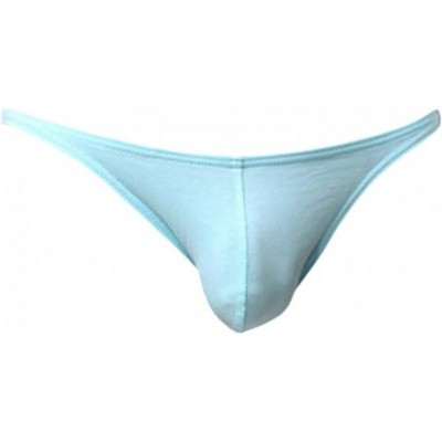 Briefs Men's Solid Sexy Low Rise Pouch Brief Underwear Bikini Briefs - Light Blue - CH12JA88WRB