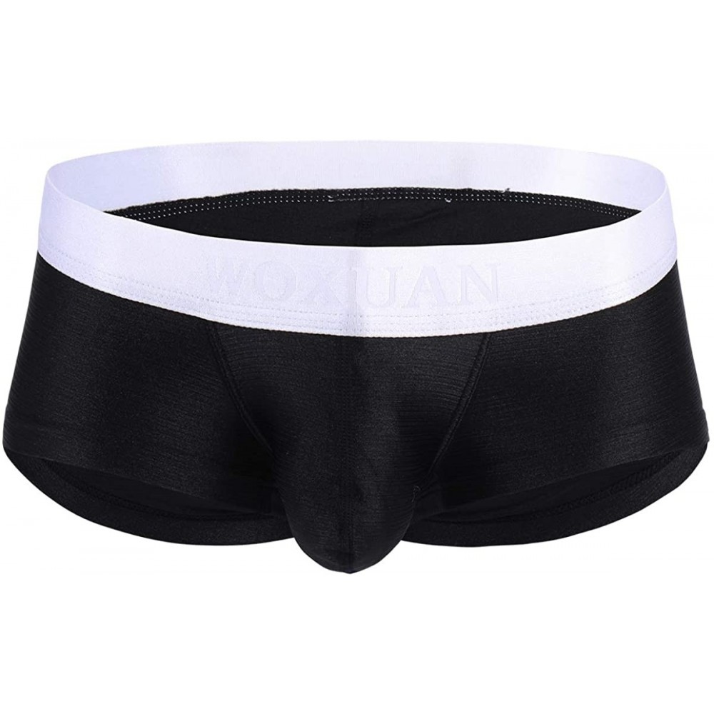 Bikinis Men's Faux Leather Brushed Bulge Pouch Boxer Briefs Underwear Wetlook Bikini Low Rise Swim Shorts Underpants - Black ...