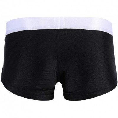 Bikinis Men's Faux Leather Brushed Bulge Pouch Boxer Briefs Underwear Wetlook Bikini Low Rise Swim Shorts Underpants - Black ...