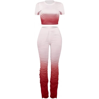 Sets Women Two Piece Tracksuit Set Sexy Off Shoulder Crop Top Slim Fit Long Pant Set Sportswear Jogger Sweatsuit - Colorful R...