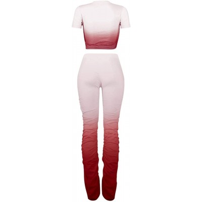 Sets Women Two Piece Tracksuit Set Sexy Off Shoulder Crop Top Slim Fit Long Pant Set Sportswear Jogger Sweatsuit - Colorful R...