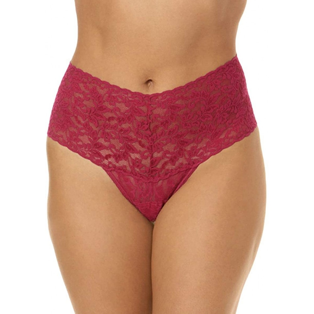 Panties Plus Size Retro Thong- One Size (14-24) - Venetian Pink - CI18ZR5W5H6