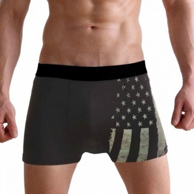 Boxer Briefs Texas Bass Fish With American Flag Mens Boxer Briefs Underwear Breathable Stretch Boxer Trunk with Pouch - Ameri...