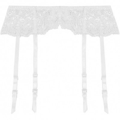 Garters & Garter Belts Sexy High Elasticity Floral Lace Transparent Underwear Garter Belt for Women - White - CE196WMOLQD