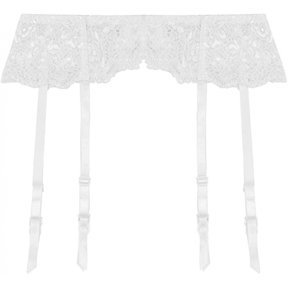 Garters & Garter Belts Sexy High Elasticity Floral Lace Transparent Underwear Garter Belt for Women - White - CE196WMOLQD