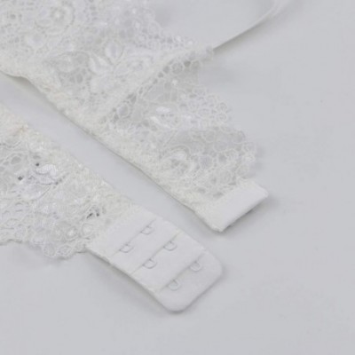 Garters & Garter Belts Sexy High Elasticity Floral Lace Transparent Underwear Garter Belt for Women - White - CE196WMOLQD