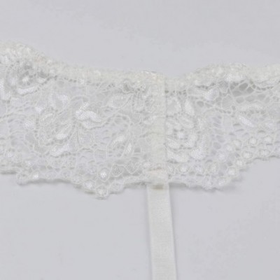 Garters & Garter Belts Sexy High Elasticity Floral Lace Transparent Underwear Garter Belt for Women - White - CE196WMOLQD