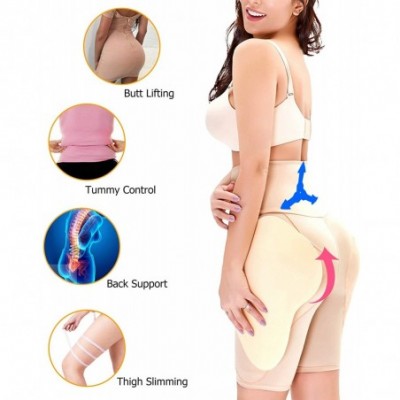 Shapewear Women's High Waist Tummy Control Panties Padded Hip Enhancer Thigh Slimmer Underwear - Beige - C919D3NOKNI