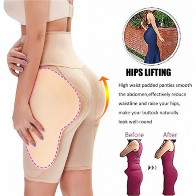 Shapewear Women's High Waist Tummy Control Panties Padded Hip Enhancer Thigh Slimmer Underwear - Beige - C919D3NOKNI