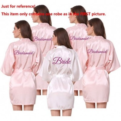 Robes Satin Kimono Wedding Party Getting Ready Robe with Glitters - A-light Pink (Bridesmaid) - CQ18X6LT4HT