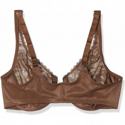 Bras Women's Full Figure Wonderwire Front Close Stretch Lace Bra 9245 - Mocha - CV18Y9ZIQGR