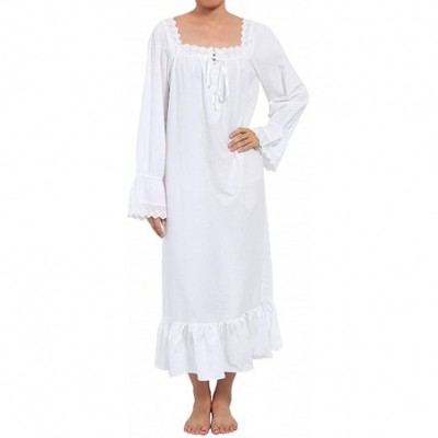 Nightgowns & Sleepshirts 100% Cotton Long Sleeve Nightdress for Women Victorian Nightgown Women Pajamas Sleep Shirt Nightwear...