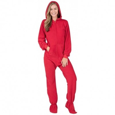 Sets Adult Fleece Hoodie Onesies | One-Piece Pajama Jumpsuits for Men and Women Pjs | Unisex - Bright Red - CG127LEMHEB