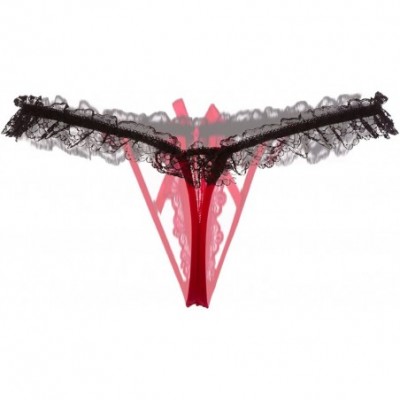 Panties Womens Sexy Lace T-Back Thong Underwear G-String Panties - 2 Pcs (Set1) - CF18AD6N7XT