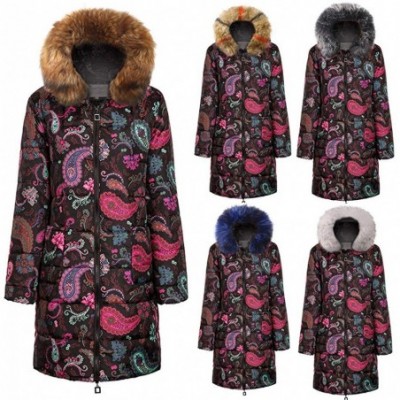 Thermal Underwear Womens Quilted Print Jacket Cotton Hooded Coat Outwear Parka with Pockets - Black - CY18ZUSYZ3Z