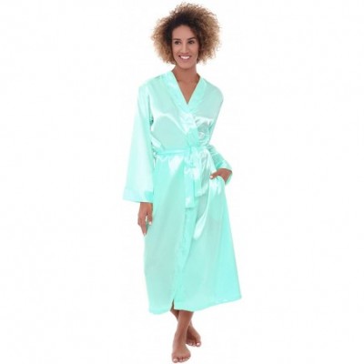 Robes Women's Lightweight Satin Robe- Long Kimono - Spa - C112LJOXHIT