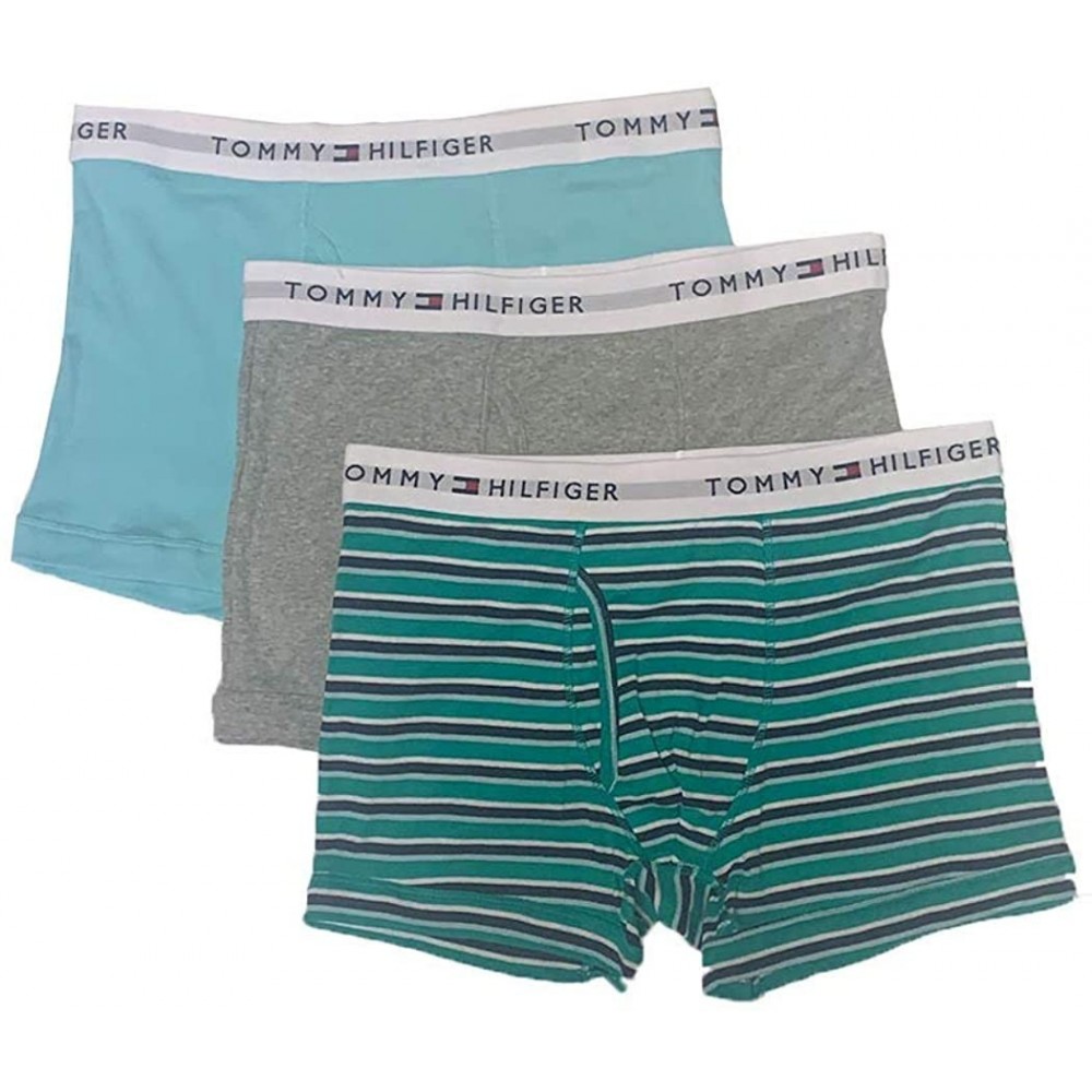 Trunks Tommy Hilfiger Cotton Classics Trunk 3-Pack 09TQ004 - Grey Heather/Deep Green Stripe/Angel Blue - C618ZDUTWSN