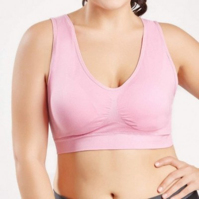 Bras Women's Full Figure No Bounce Plus Size Camisole Spot Comfort Full-Support Sport Bra Ultra-Thin Cup Tops Bra - Pink - CU...