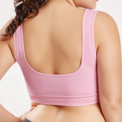 Bras Women's Full Figure No Bounce Plus Size Camisole Spot Comfort Full-Support Sport Bra Ultra-Thin Cup Tops Bra - Pink - CU...