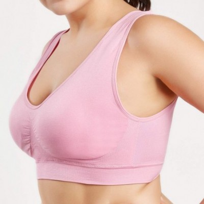 Bras Women's Full Figure No Bounce Plus Size Camisole Spot Comfort Full-Support Sport Bra Ultra-Thin Cup Tops Bra - Pink - CU...