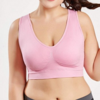 Bras Women's Full Figure No Bounce Plus Size Camisole Spot Comfort Full-Support Sport Bra Ultra-Thin Cup Tops Bra - Pink - CU...