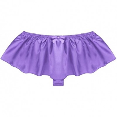 Briefs Men's Satin Ruffled Crossdresser Panties Mini Skirted Sissy Floral Lace Jockstrap Underwear - Purple - CJ18H9W4OY9