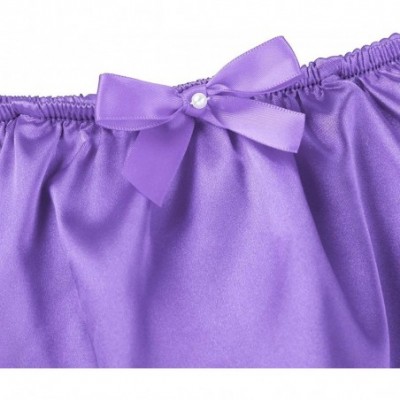 Briefs Men's Satin Ruffled Crossdresser Panties Mini Skirted Sissy Floral Lace Jockstrap Underwear - Purple - CJ18H9W4OY9