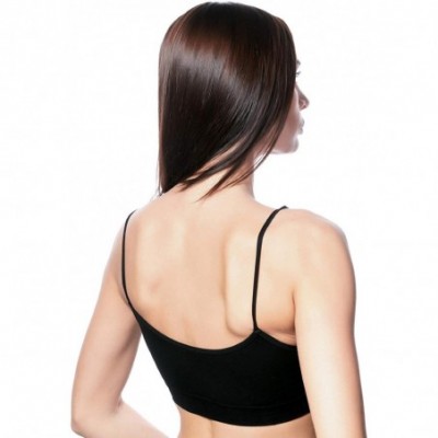 Camisoles & Tanks Women's Yoga Mini Cami Seamless Bra Microfibr Seamfree Stretch Bralette with Thin Strap - Black - CQ186W2N420